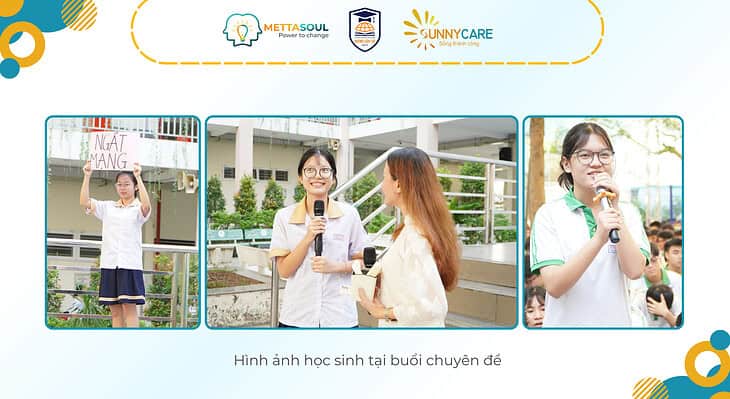 Học viên METTASOUL chia sẻ kiến thức trong buổi học về chăm sóc sức khỏe tinh thần.